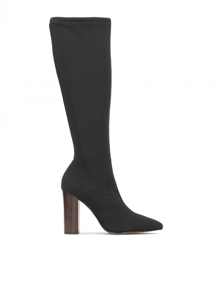 kazar Stretch fabric boots with brown heels