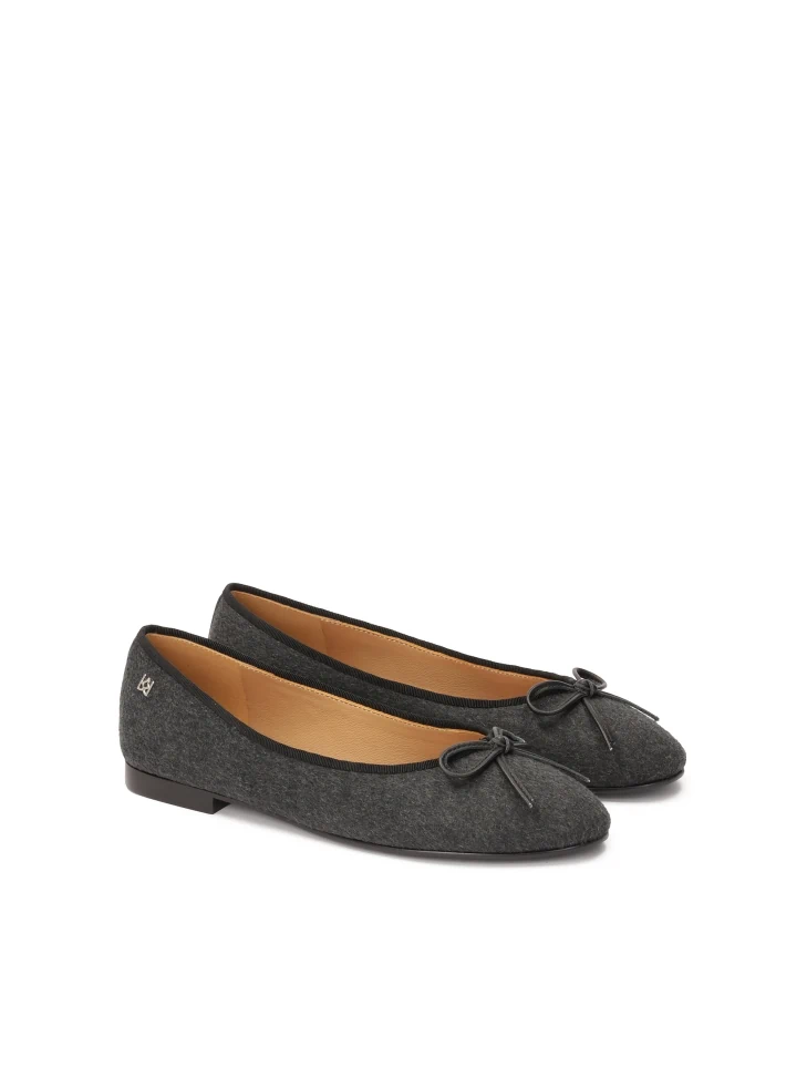 Kazar Structured Gray Fabric Ballerinas