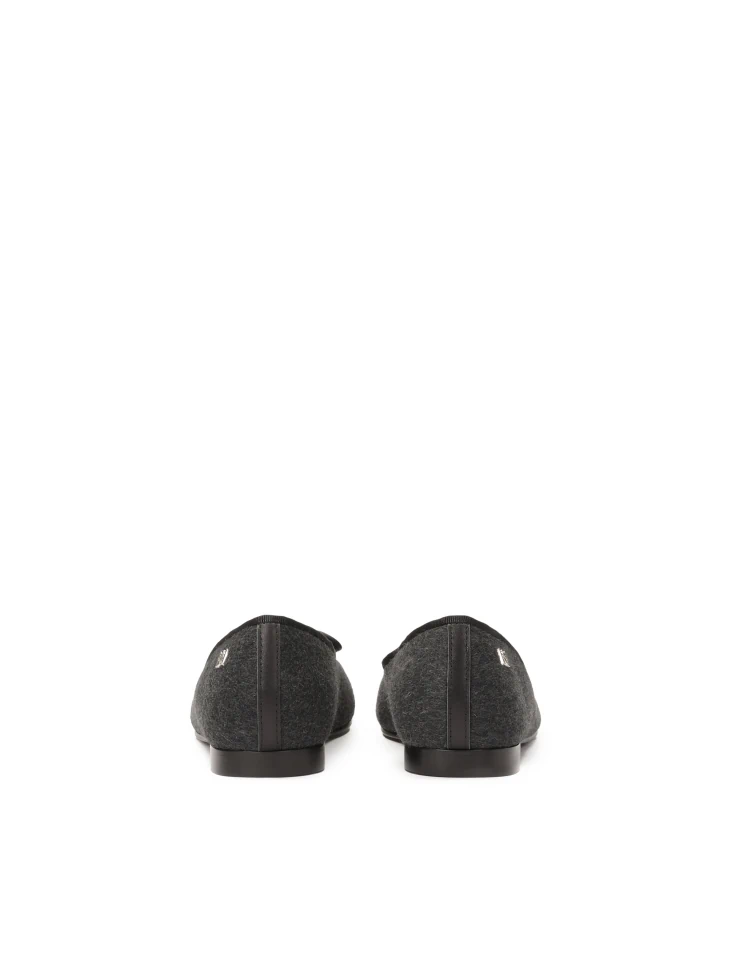 Kazar Structured Gray Fabric Ballerinas