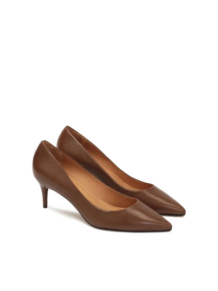 Kazar Stylish Brown Leather Pumps
