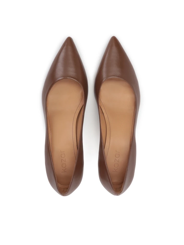 Kazar Stylish Brown Leather Pumps