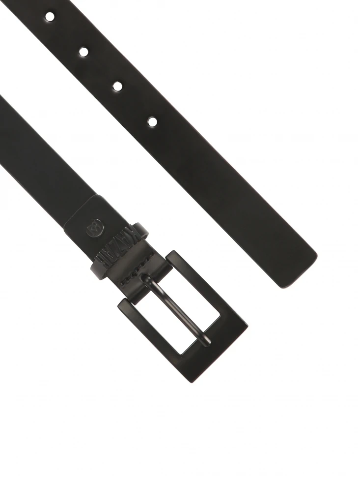 Kazar Subtle Black Belt With Metal Buckle And Logo