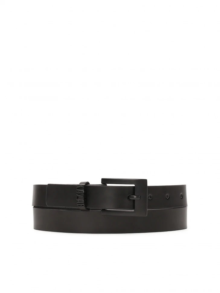 kazar Subtle black belt with metal buckle and logo