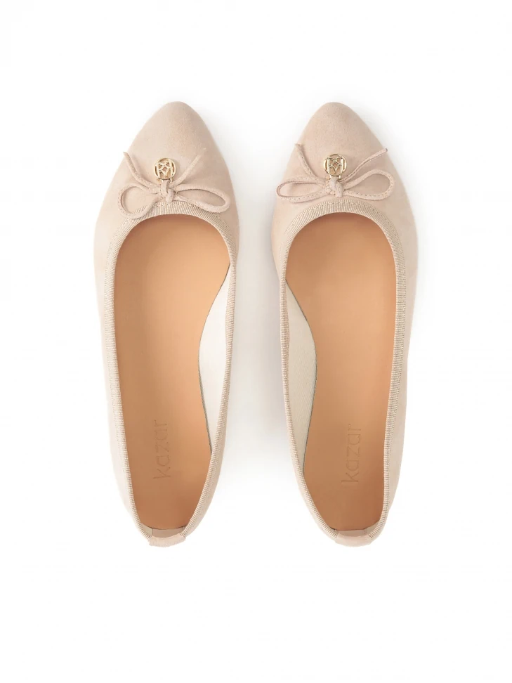 Kazar Suede Ballerinas With Slightly Tapered Toe