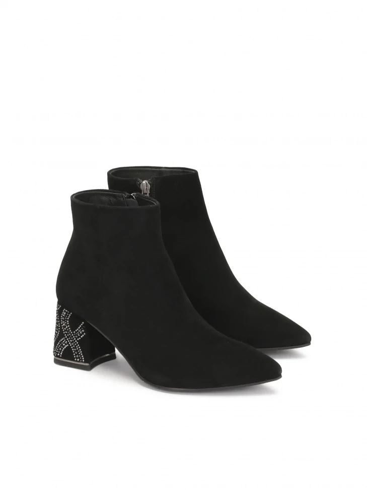 Kazar Suede Black Boots With An Embellished Heel