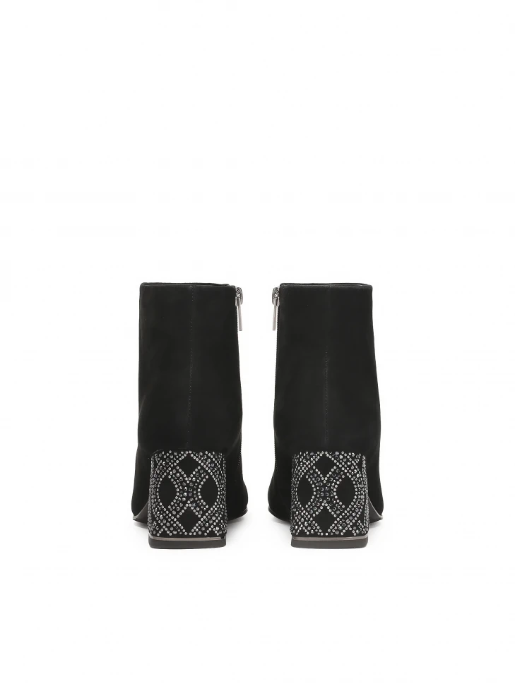Kazar Suede Black Boots With An Embellished Heel