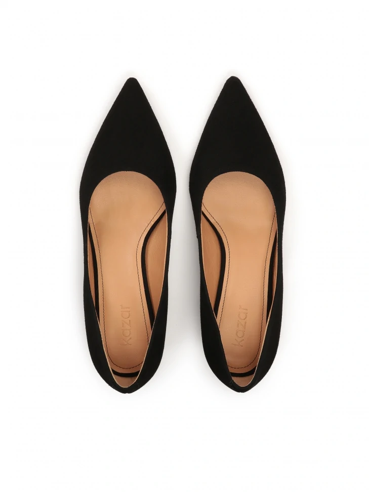 Kazar Suede Black Minimal Style Pumps