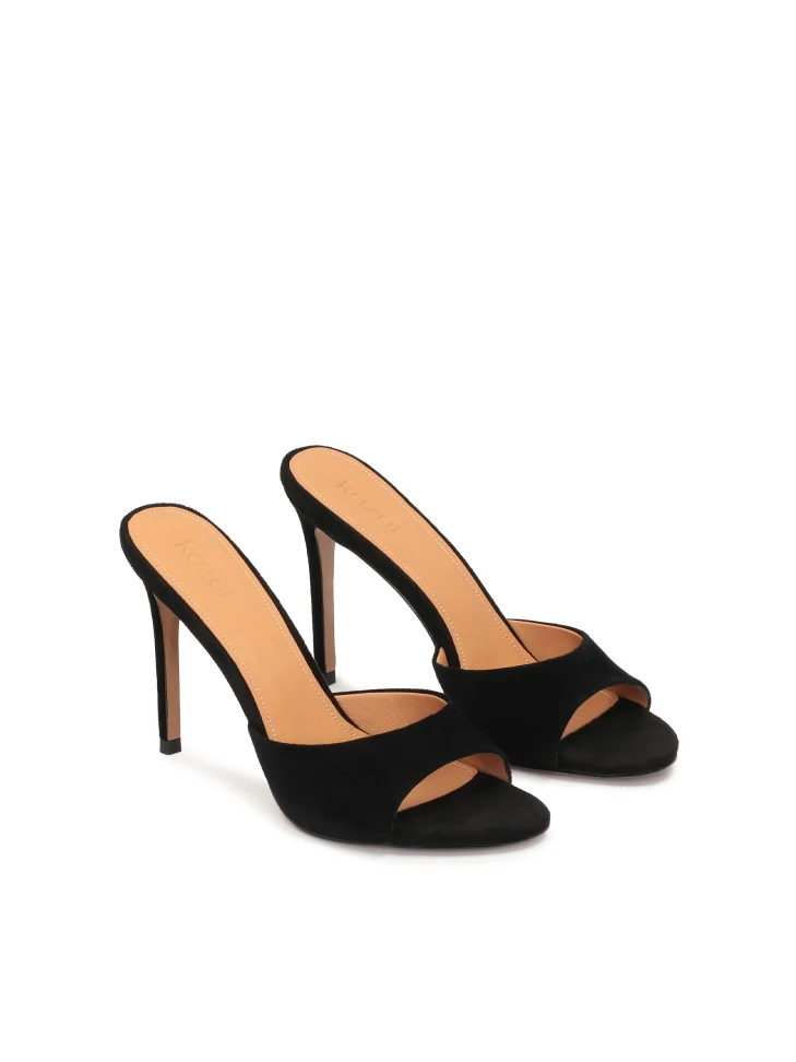 Kazar Suede Black Mules On A Sleek Heel