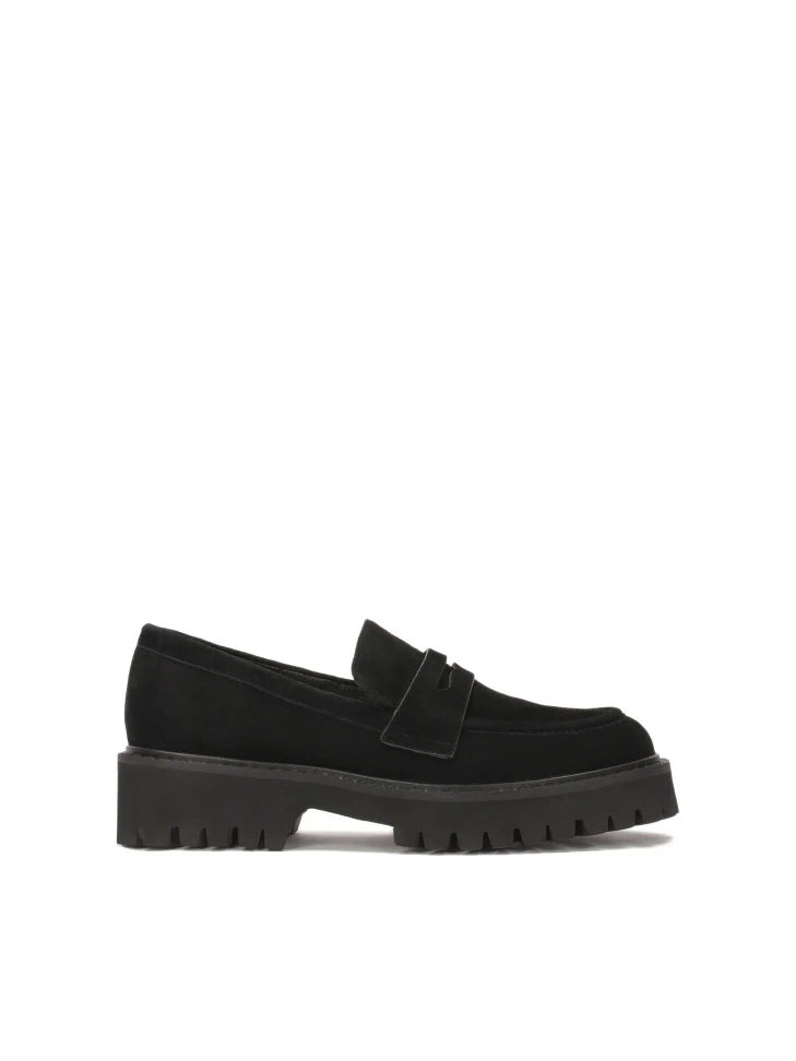 kazar Suede black slip-on shoes