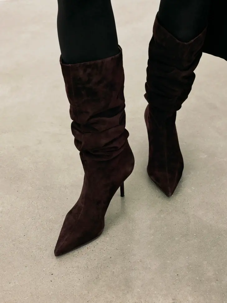 Kazar Suede Boots With Crinkle Upper