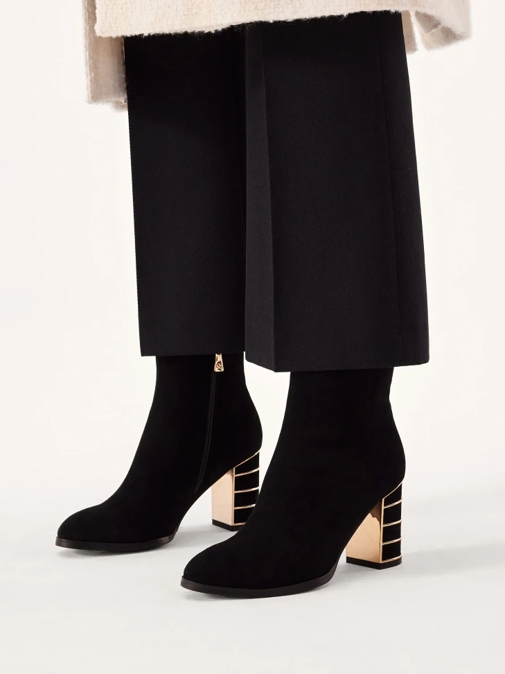 Kazar Suede Boots With Decorated Heel