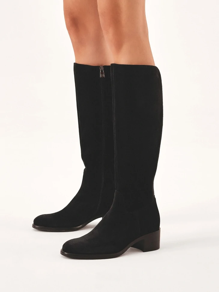 Kazar Suede Boots With Wide Heels