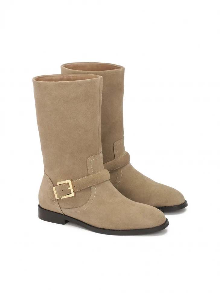 Kazar Suede Boots With Wide Slip-on Upper