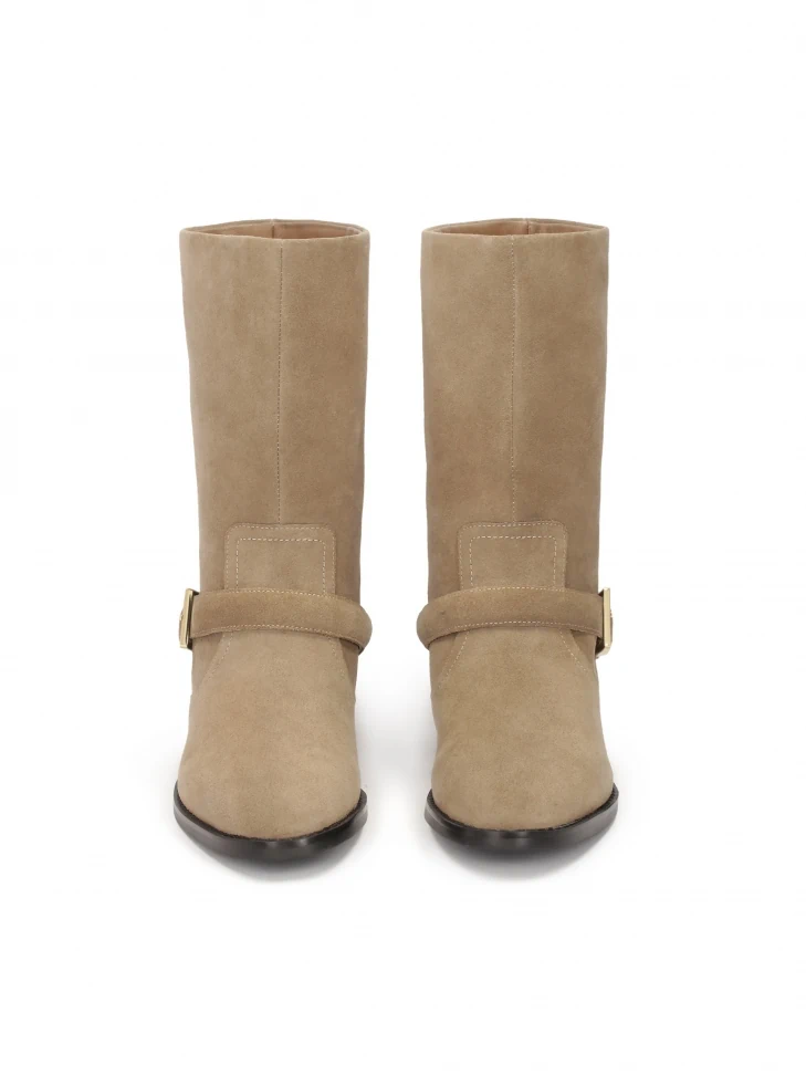 Kazar Suede Boots With Wide Slip-on Upper