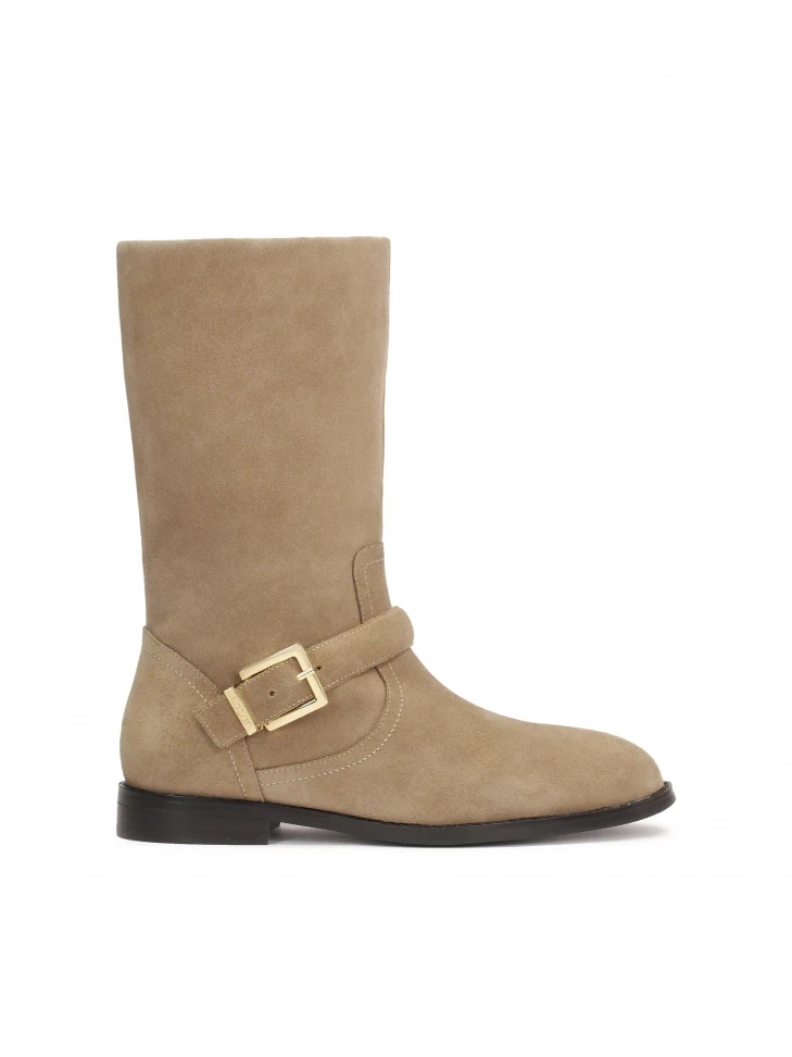 kazar Suede boots with wide slip-on upper