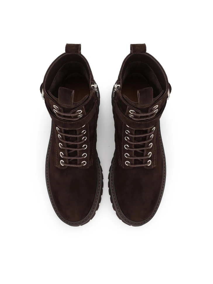 Kazar Suede Boots With Zipper And Lacing