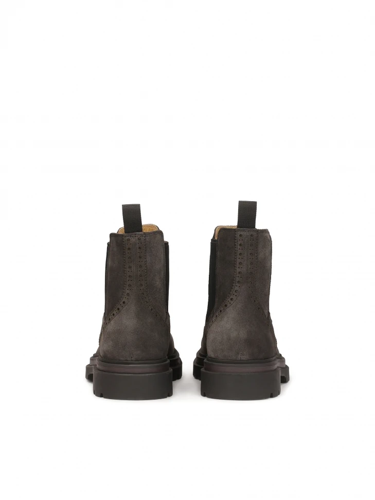 Kazar Suede Brown Chelsea Boots With Ornamentation