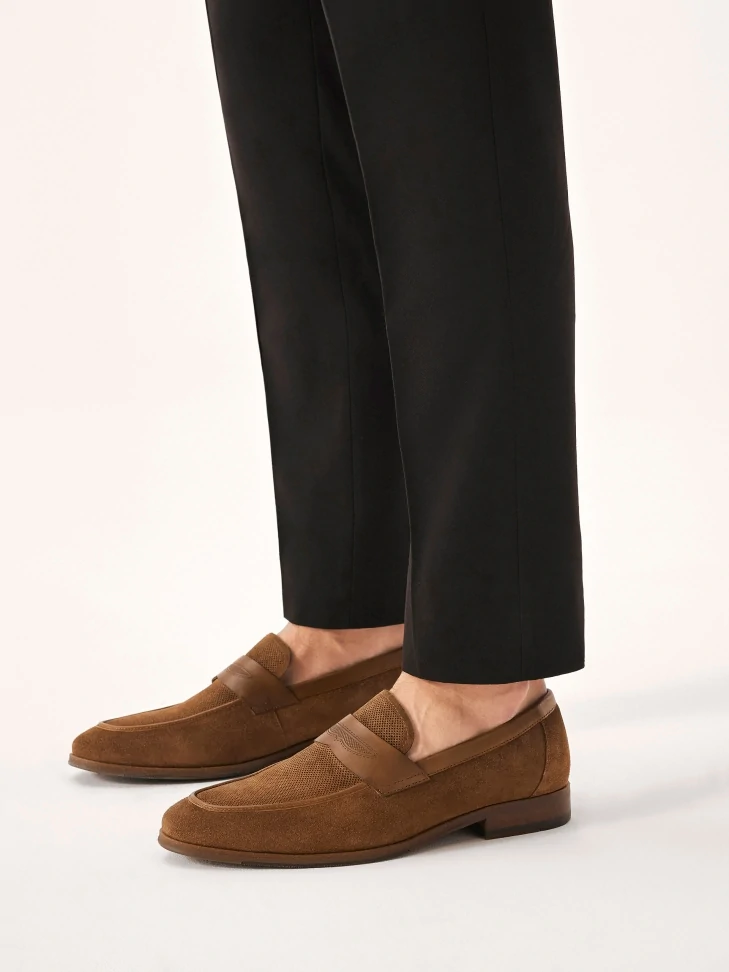 Kazar Suede Brown Loafers With Perforations