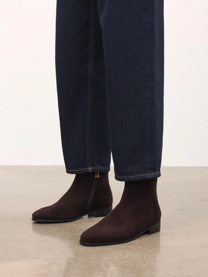 Kazar Suede Brown Zip-up Boots