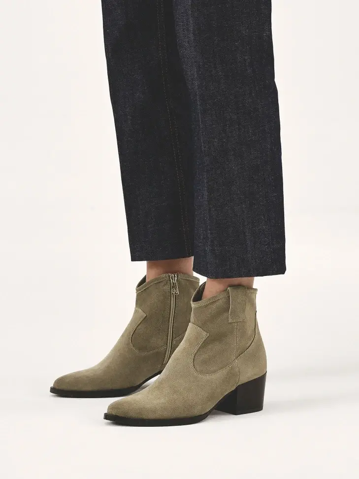 Kazar Suede Cowboy Boots With Zipper