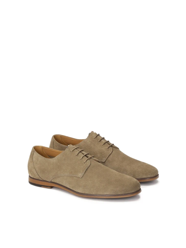 Kazar Suede Derby Shoes In Taupe Color