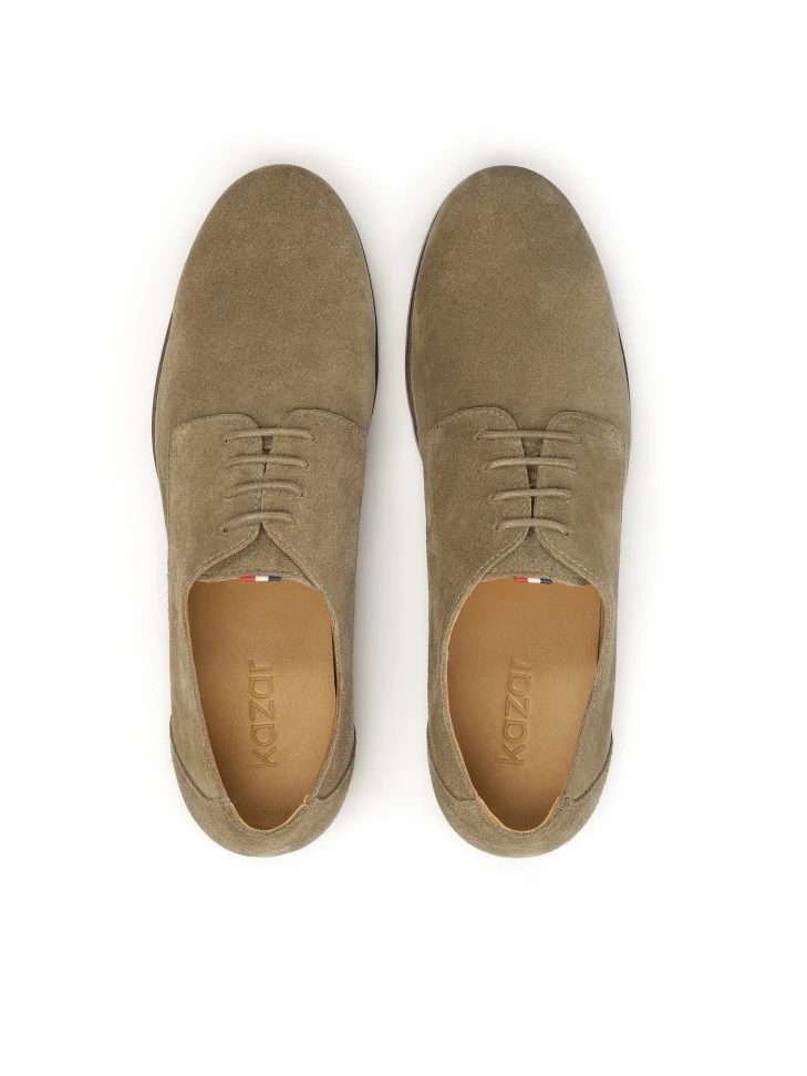 Kazar Suede Derby Shoes In Taupe Color
