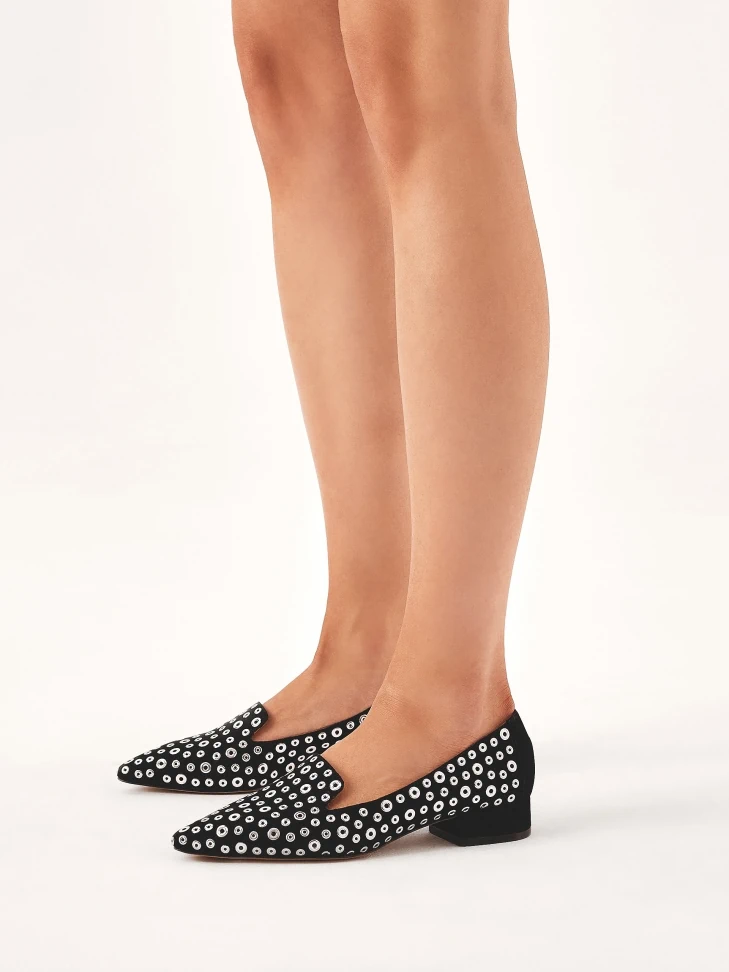 Kazar Suede Flat Pumps With Rivets