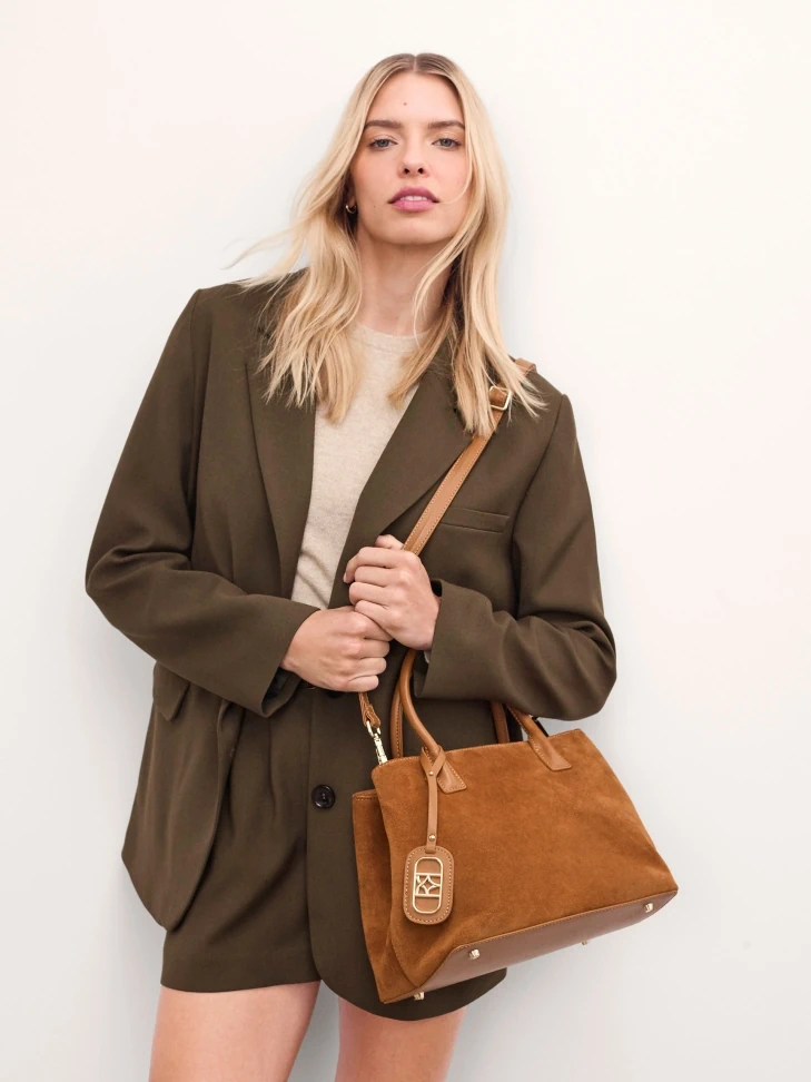 Kazar Suede Handbag And Shoulder Bag