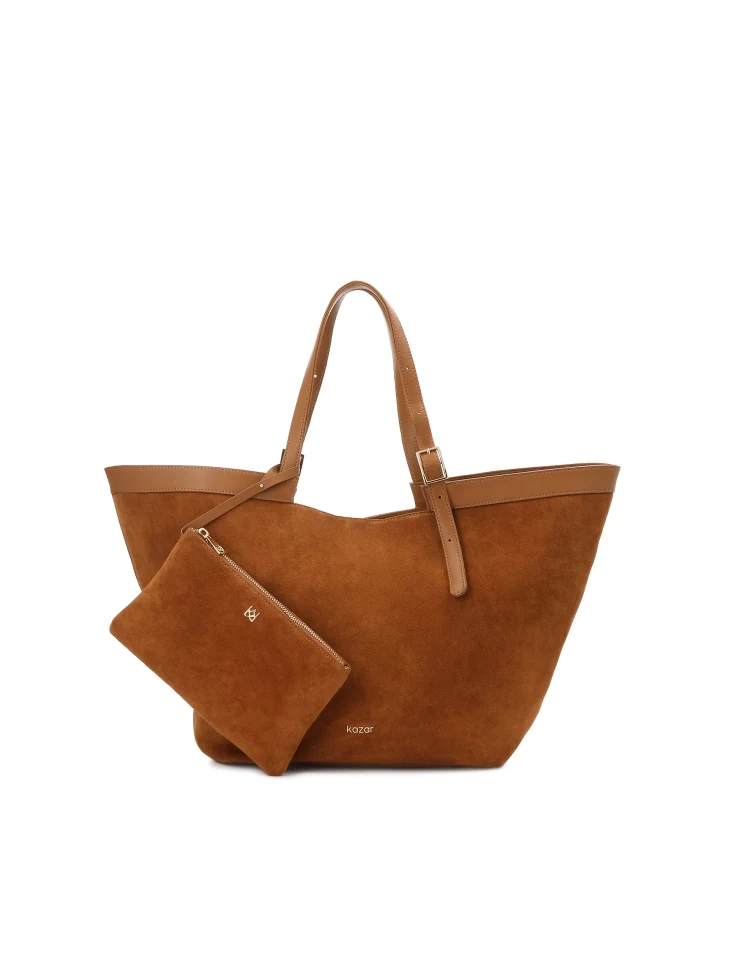 kazar Suede light brown trapeze handbag