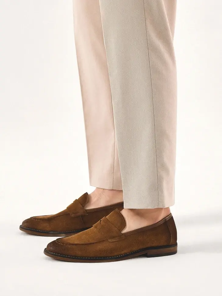 Kazar Suede Loafers In Brown Color