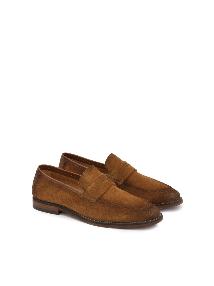 Kazar Suede Loafers In Brown Color