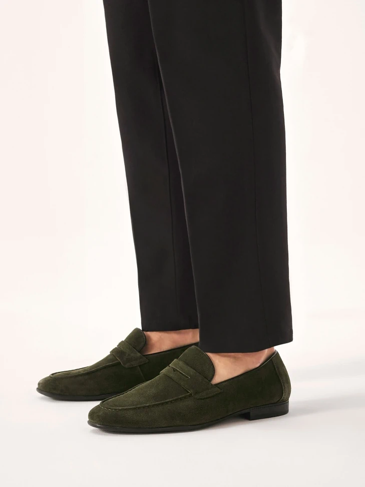 Kazar Suede Loafers In Khaki Color