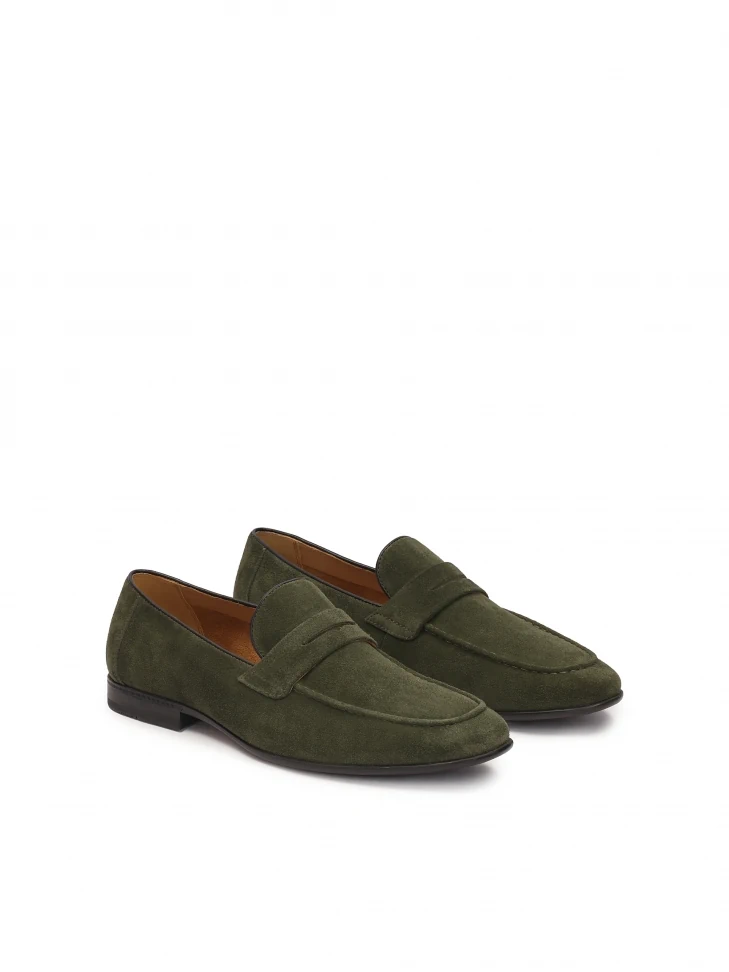 Kazar Suede Loafers In Khaki Color