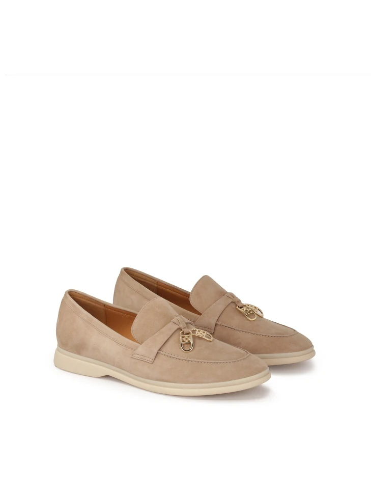Kazar Suede Loafers With Suspended Monograms