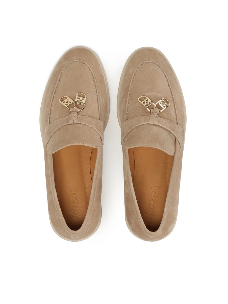 Kazar Suede Loafers With Suspended Monograms