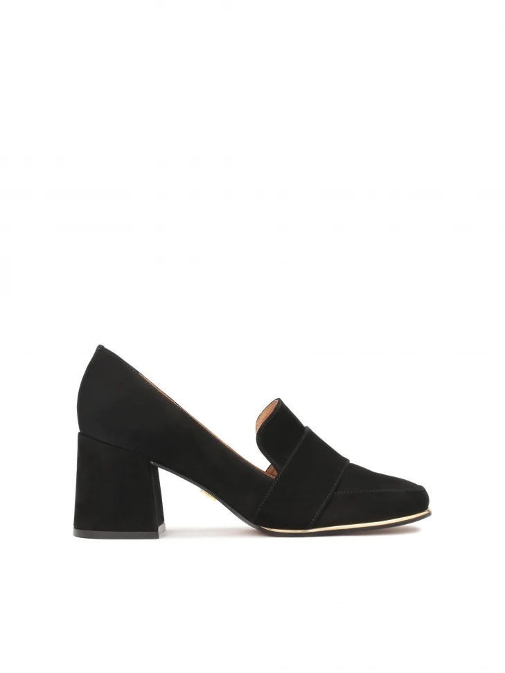 kazar Suede lord pumps with metal inserts