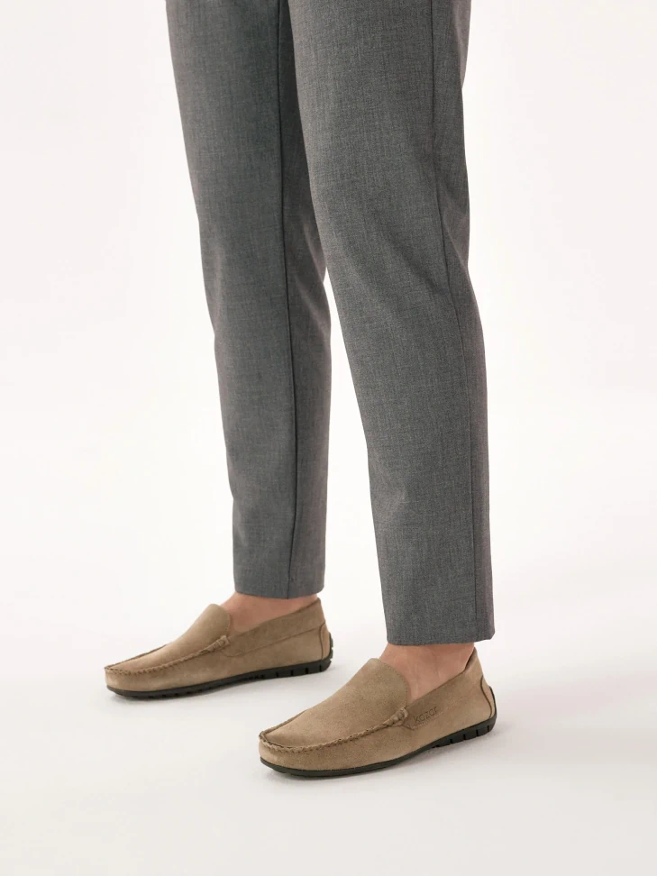 Kazar Suede Moccasins In Taupe Colour