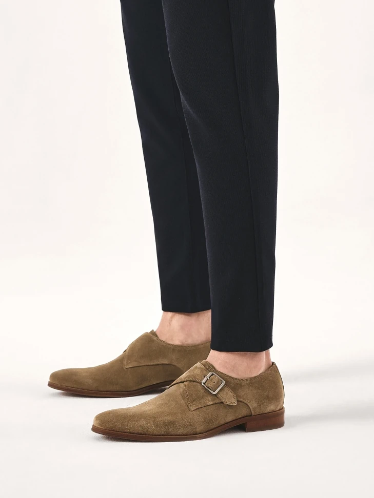 Kazar Suede Monks In Brown Color