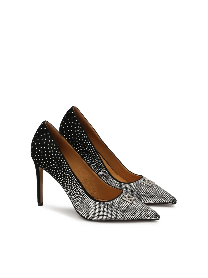 Kazar Suede Pumps Covered With Silver Crystals
