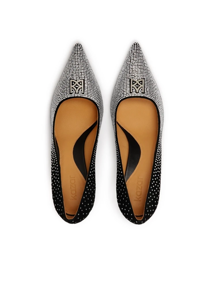 Kazar Suede Pumps Covered With Silver Crystals