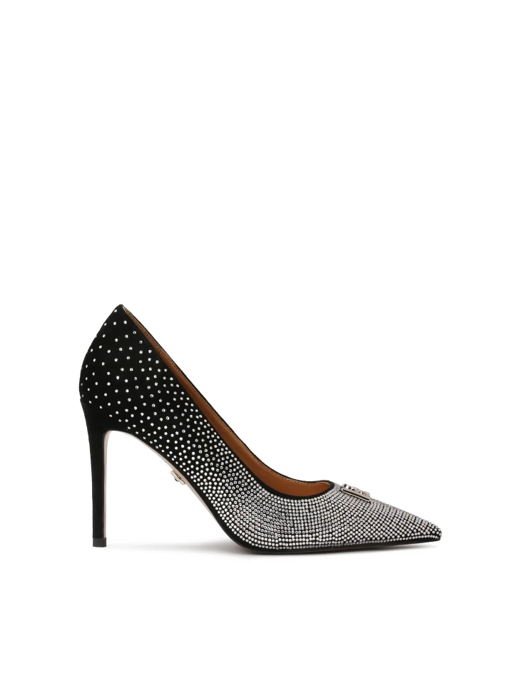 kazar Suede pumps covered with silver crystals