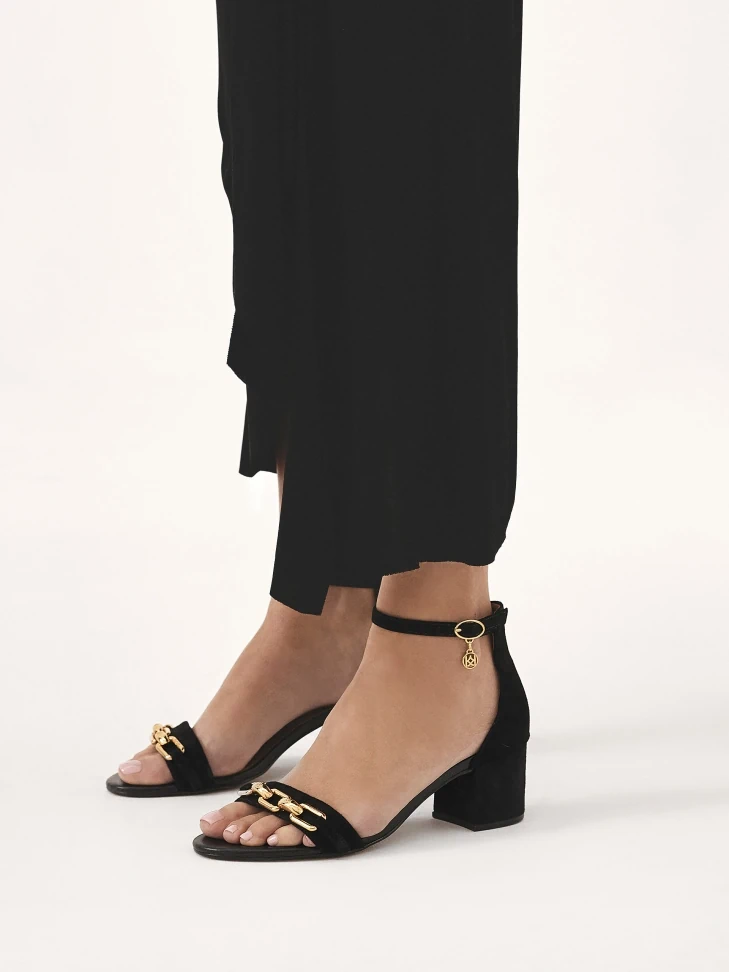 Kazar Suede Sandals With Covered Heel And Low Heel
