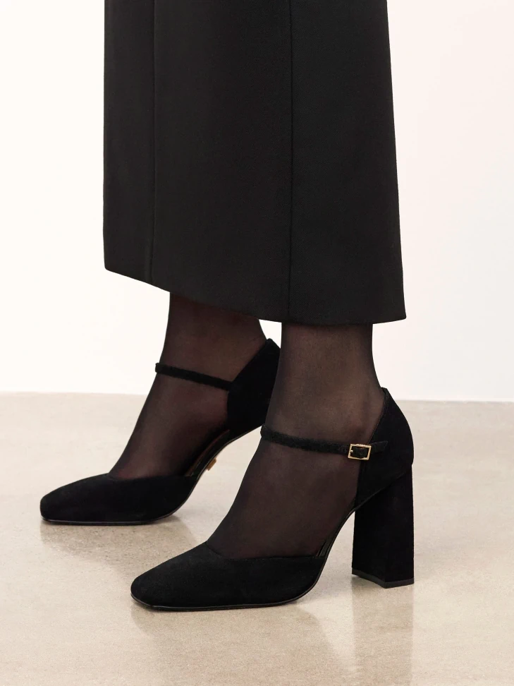 Kazar Suede Semi-open-toe Pumps On A Post