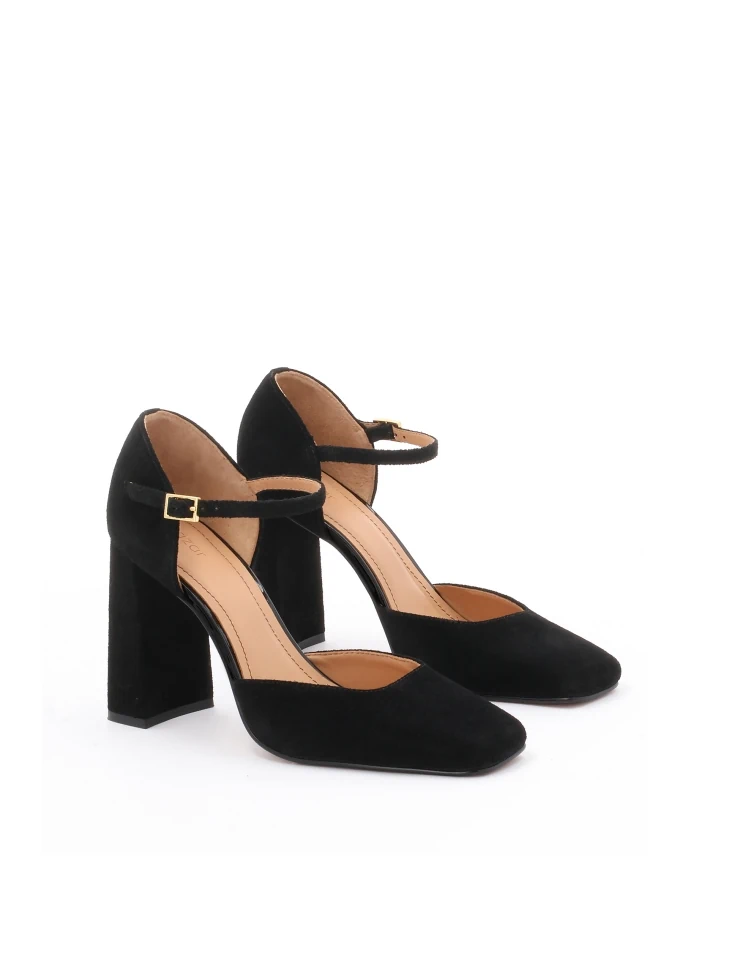 Kazar Suede Semi-open-toe Pumps On A Post