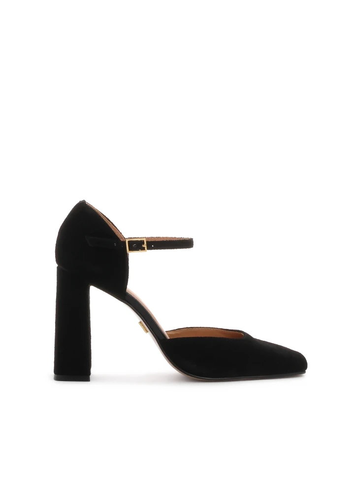 kazar Suede semi-open-toe pumps on a post