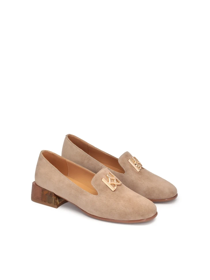Kazar Suede Shoes With An Embellished Heel