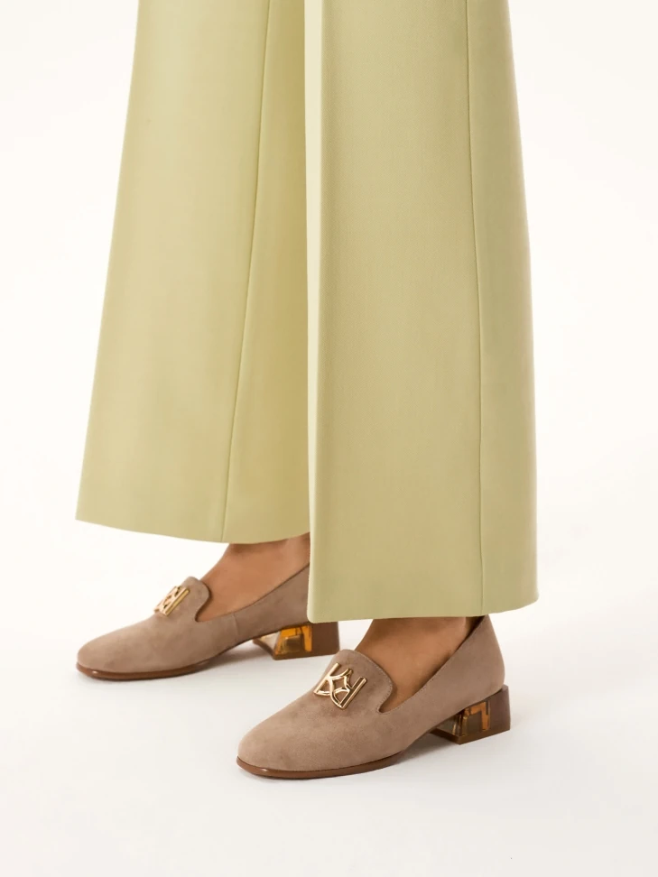 Kazar Suede Shoes With An Embellished Heel