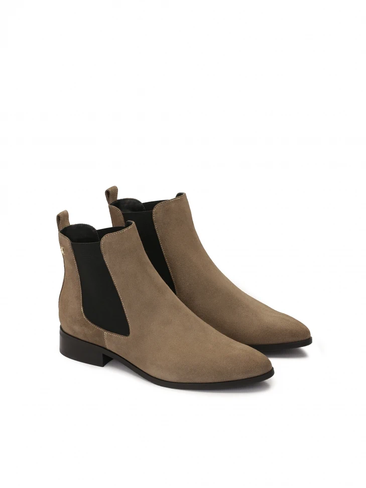 Kazar Taupe-colored Suede Chelsea Boots