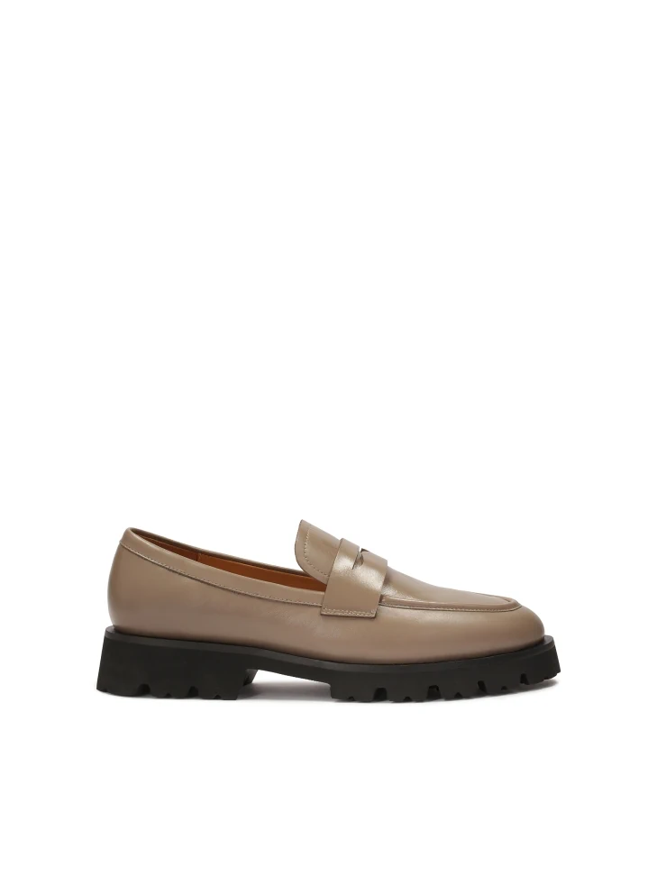 kazar Taupe leather loafers with contrasting sole