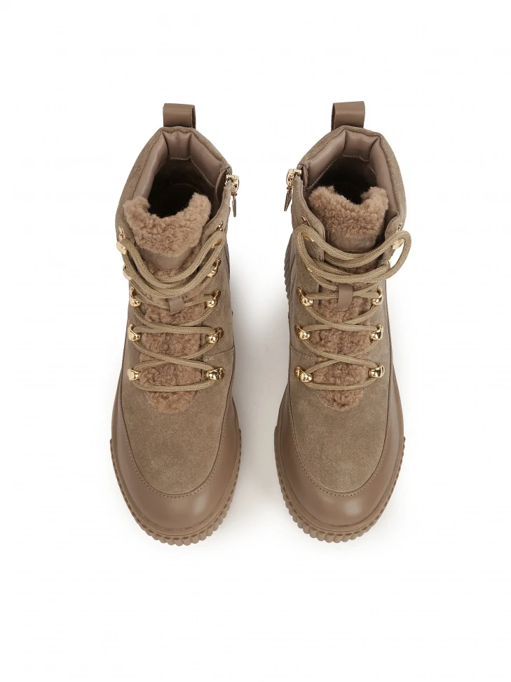 Kazar Taupe Suede And Smooth Leather Boots